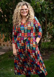 Kallie Retro Flower Print Midi Dress
