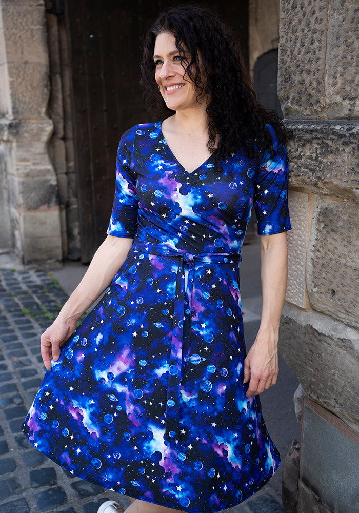 Kathryn Night Sky Planets Print Dress