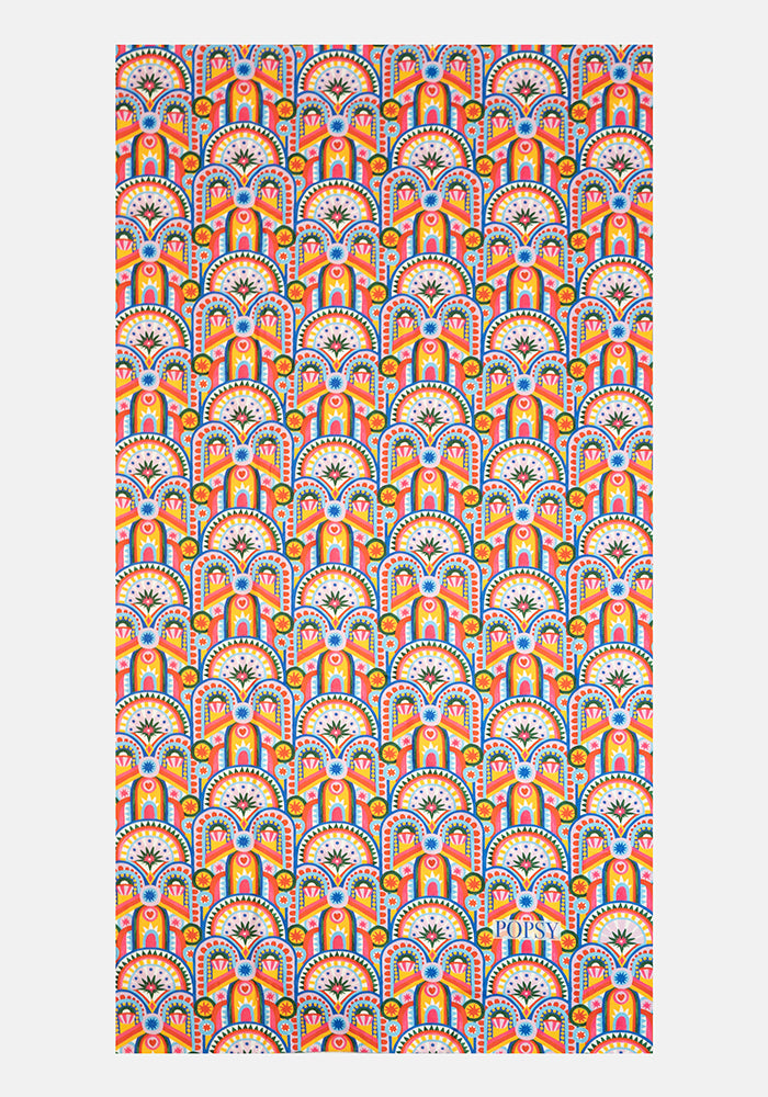 Front view of Hand Painted Art Deco Print Large Towel