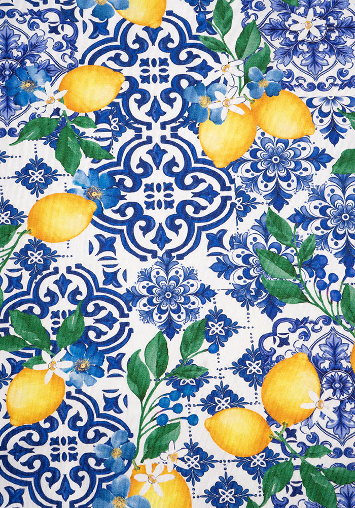 Laya Lemon Tile Print Cotton Dress