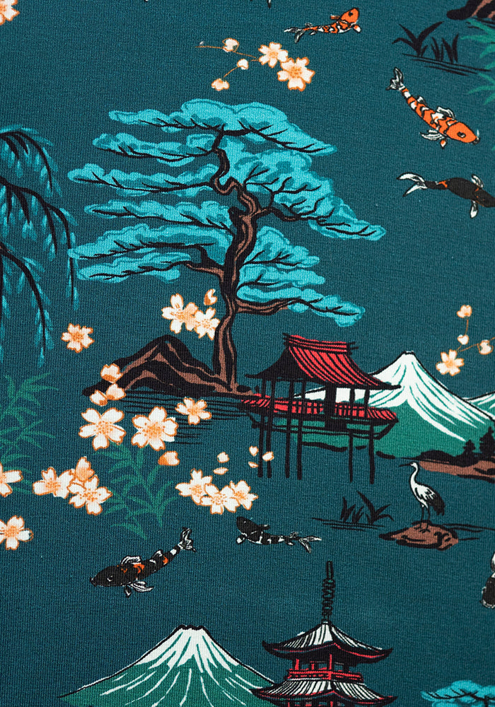 Leander Tranquil Koi Garden Print Cotton Swing Dress