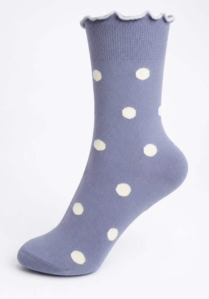 Lilac &amp; White Medium Polka Dot Socks