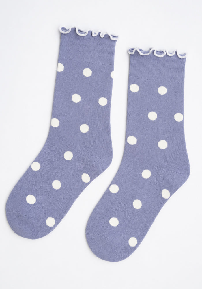 Lilac &amp; White Medium Polka Dot Socks