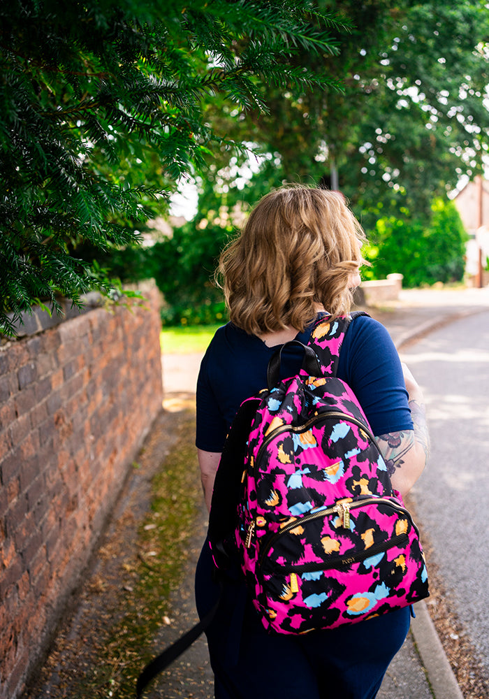 Seventh angle of Pink Animal Print Rucksack