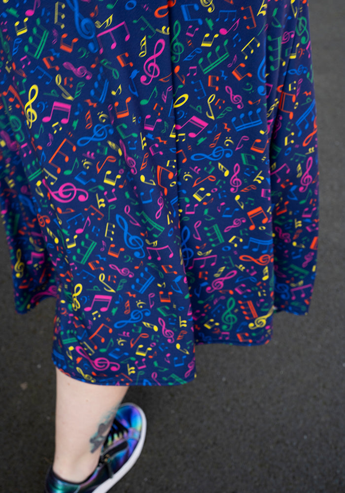 Tenth angle of Elianna Musical Notes Print Jersey Midi Dress