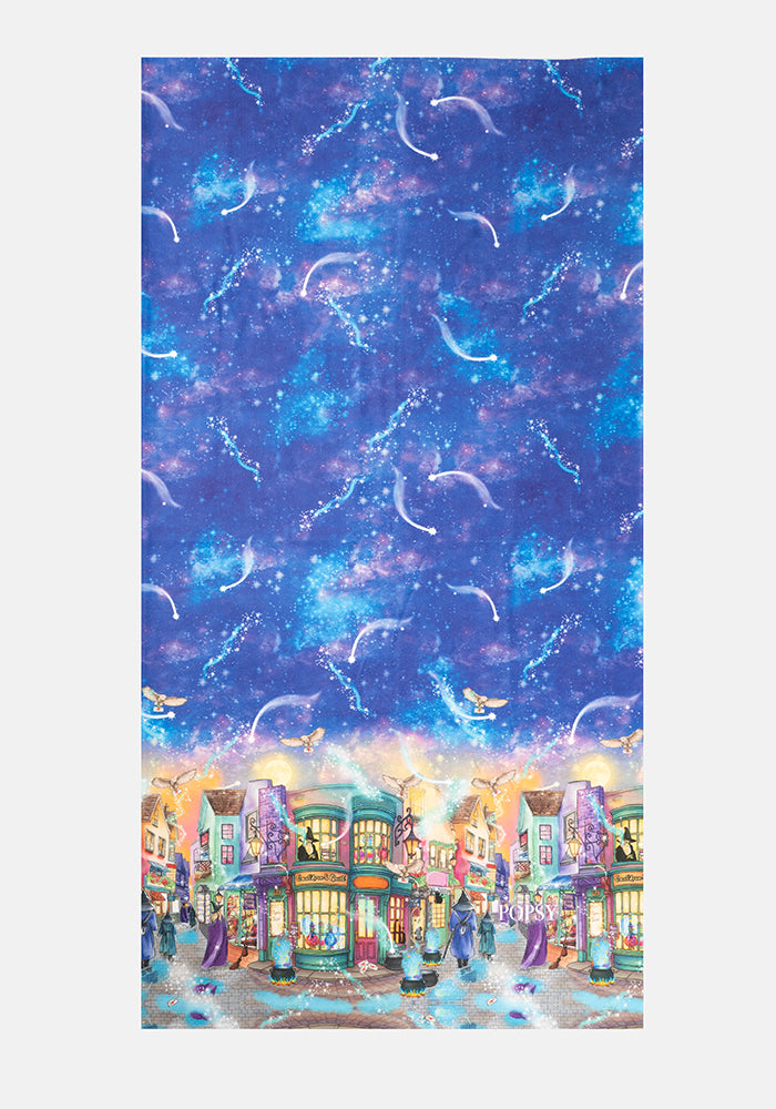 Front view of Magical Street Print Large Towel