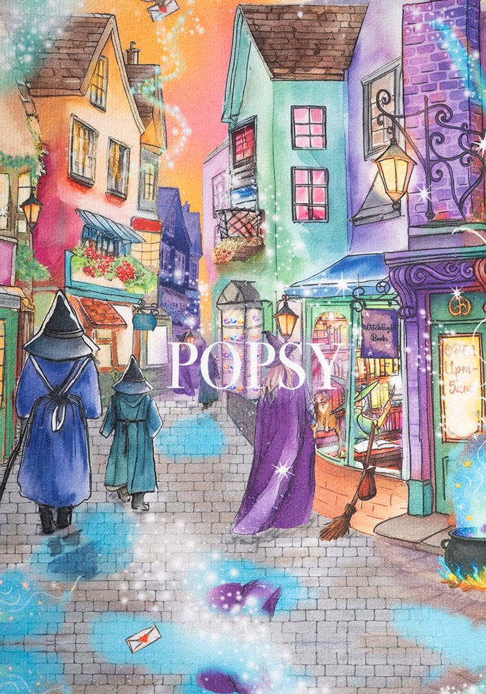 Second angle of Magical Street Print Hand Towel