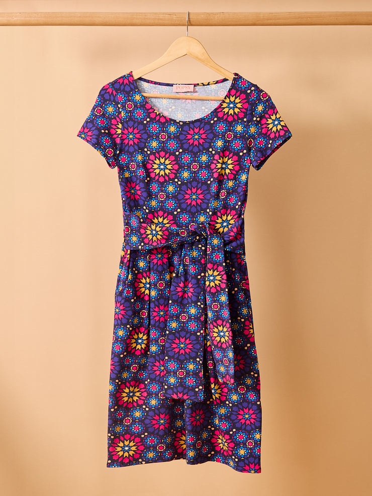 Aziza Moroccan Tile Print Cotton Dress