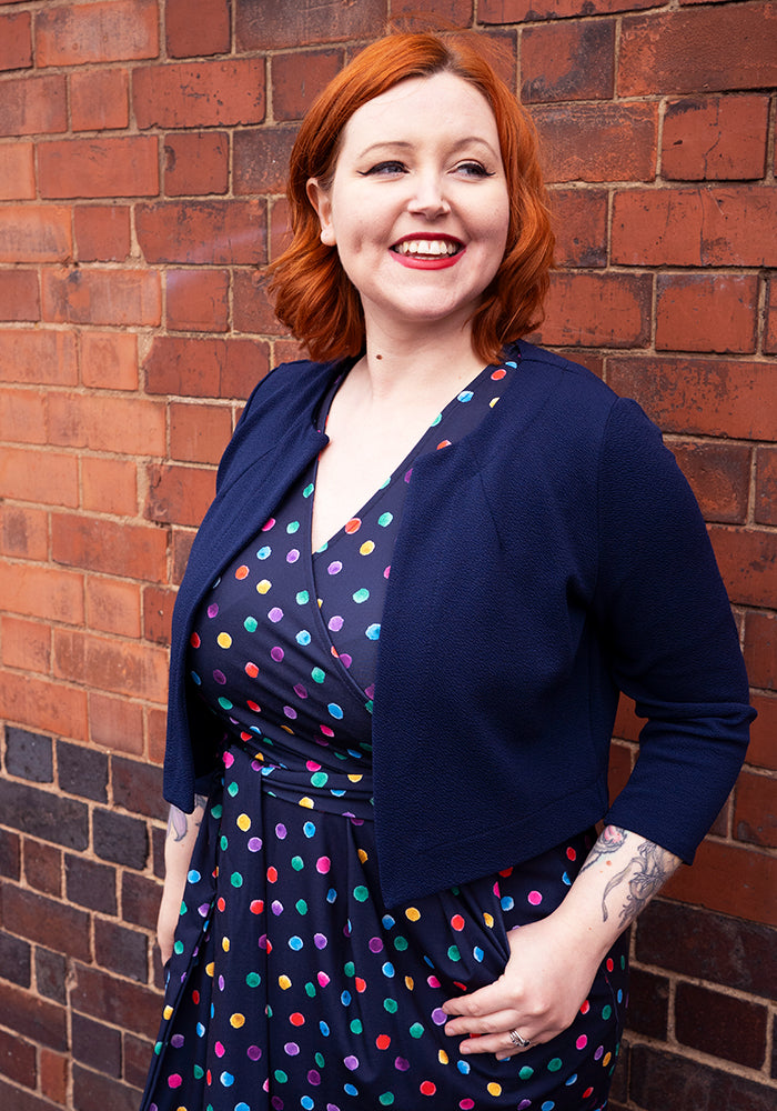 Fifth angle of Sima Multicoloured Spot Print Jersey Dress