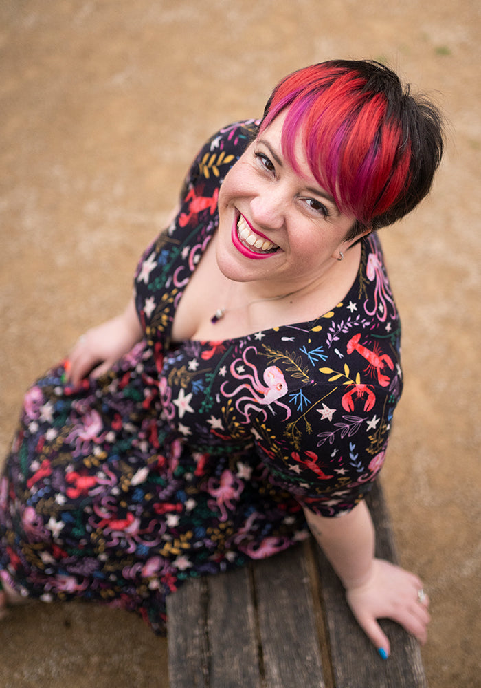 Galena Octopus Print Viscose Midi Dress