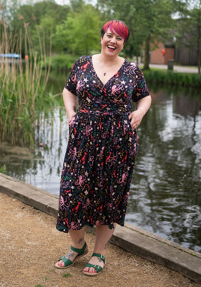 Galena Octopus Print Viscose Midi Dress