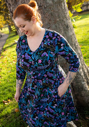 Fienna Mystical Moths Print Cotton Trapeze Dress