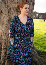 Fienna Mystical Moths Print Cotton Trapeze Dress