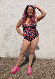 Popsy Pink Animal Print Side Ruched Swimsuit