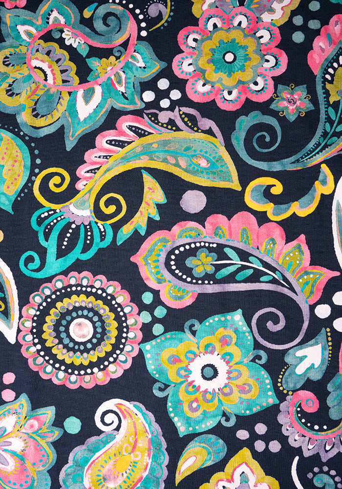 Ciprianna Painted Paisley Print Cotton Maxi Dress
