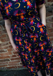Palmer Purple Phoenix Print Cotton Midi Dress