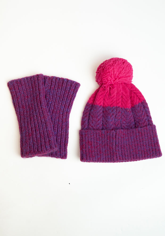 Purple Knitted Hand Warmer Gloves