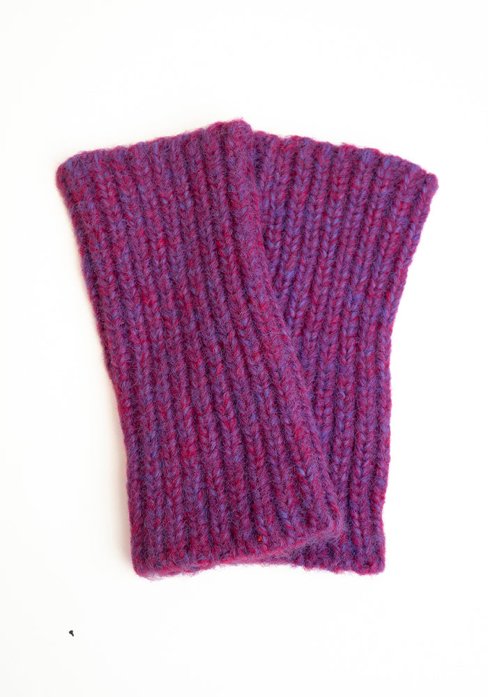 Purple Knitted Hand Warmer Gloves