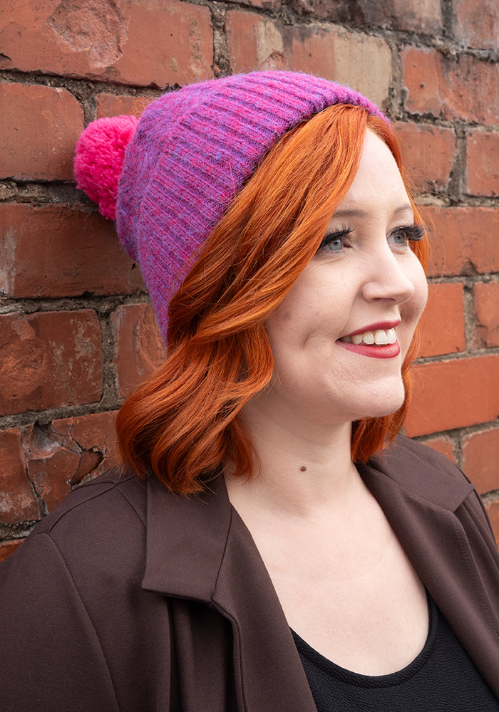 Purple Knitted Beanie Hat