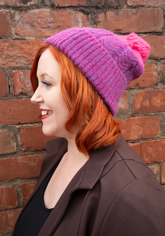 Purple Knitted Beanie Hat