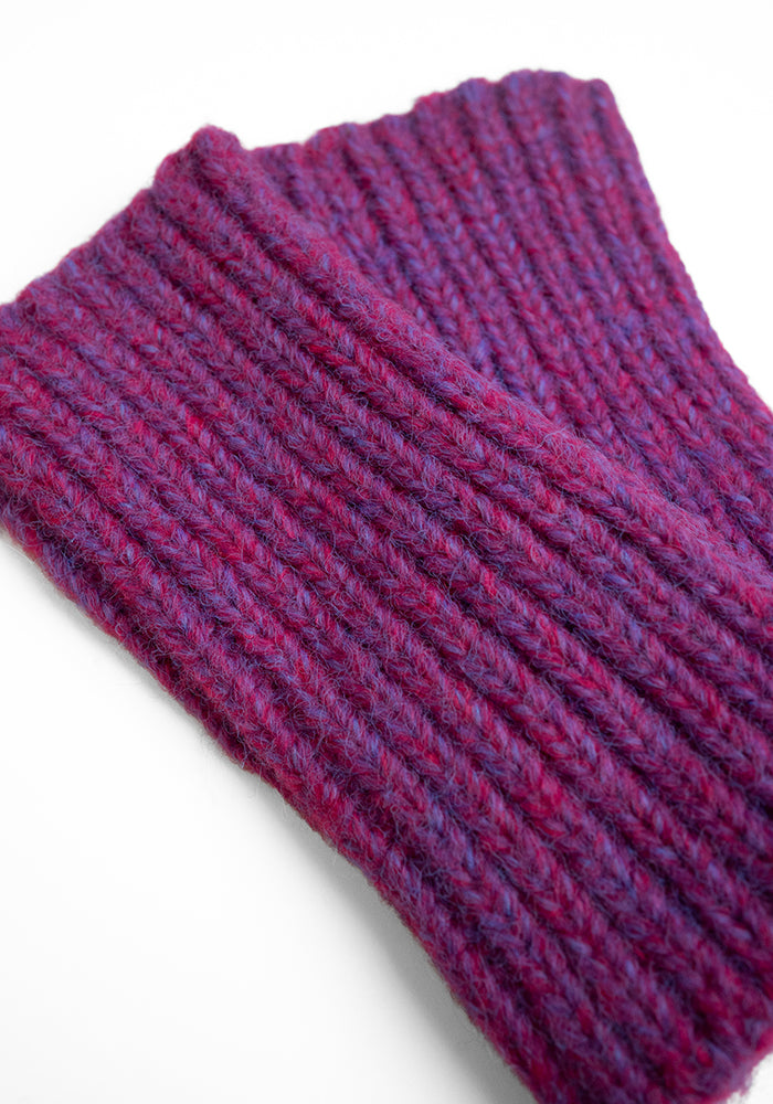 Purple Knitted Hand Warmer Gloves