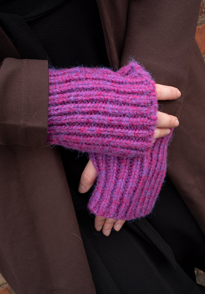 Purple Knitted Hand Warmer Gloves