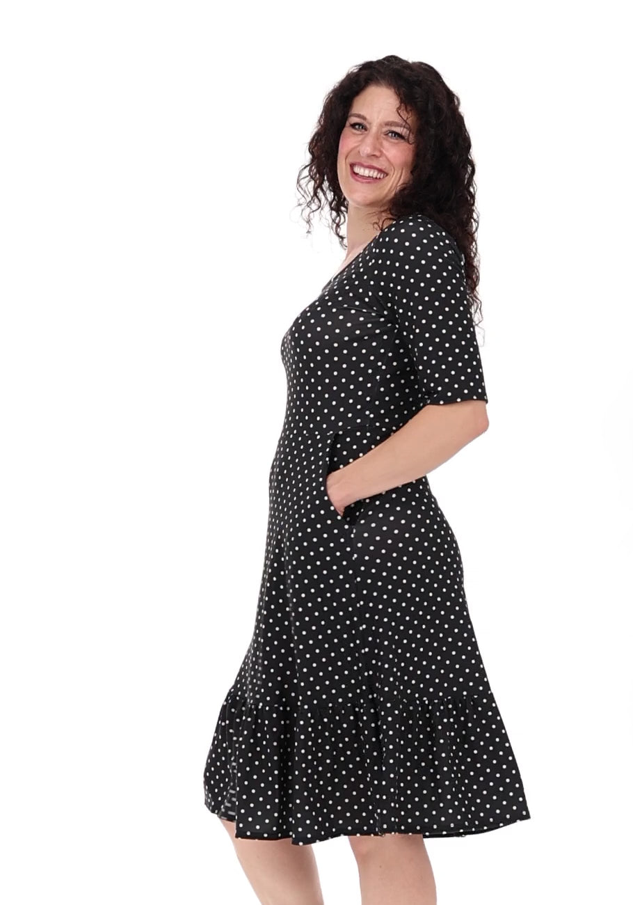 Sinead Black/Ecru Spot Print Dress