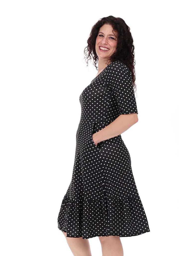 Sinead Black/Ecru Spot Print Dress