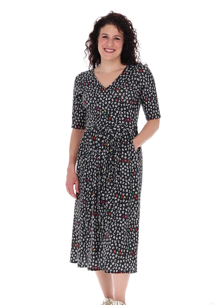 Danna Word Collage Print Midi Dress