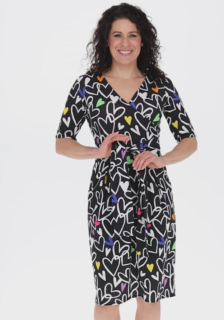 Carron Doodle Hearts Print Dress