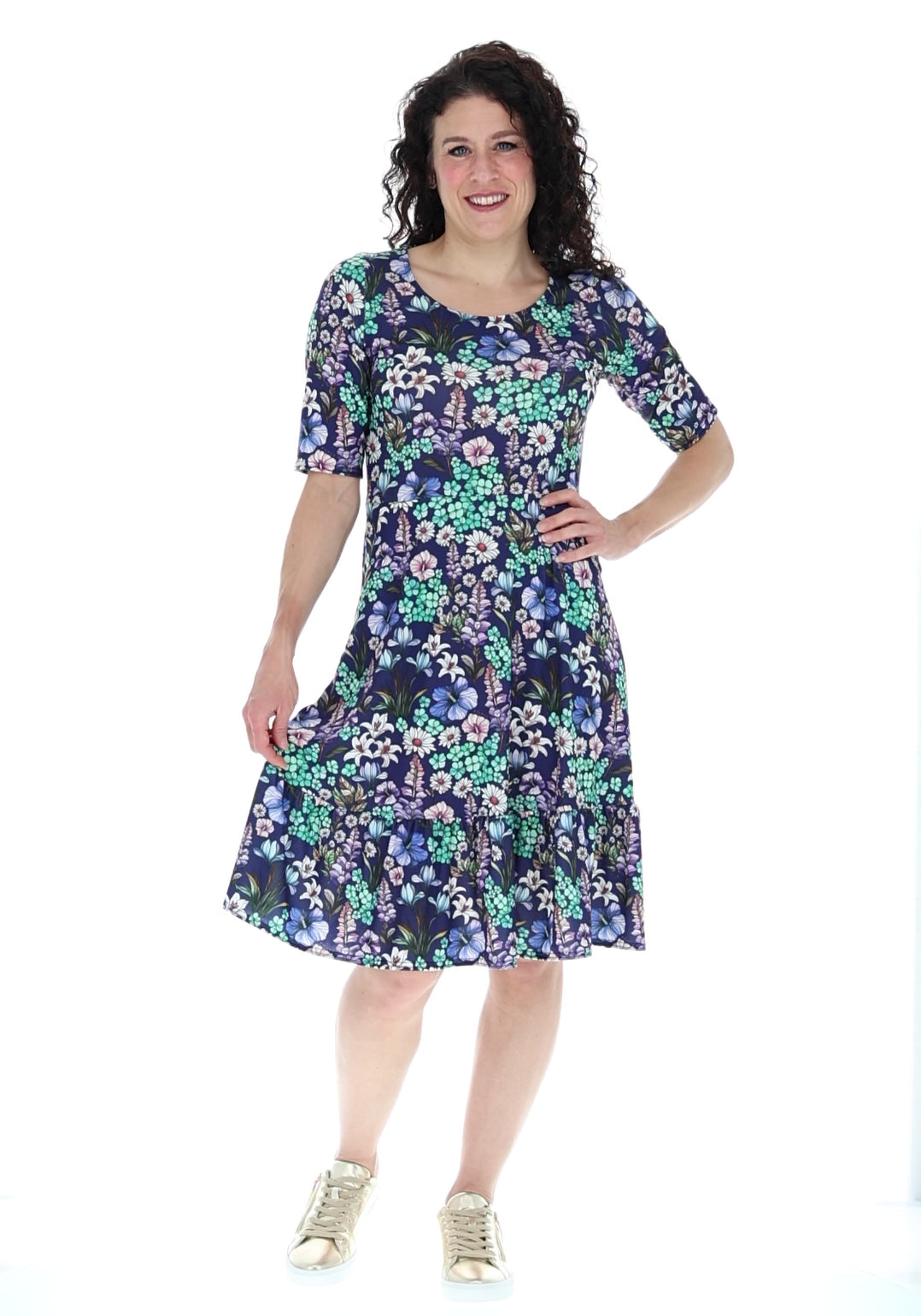 Elenor Floral Mosaic Print Dress