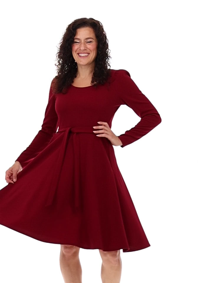 Ramona Wine Full Skirt Dress