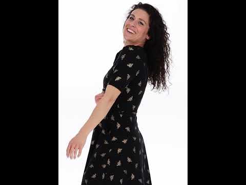 Abertha Gold Foil Bee Print Cotton Dress