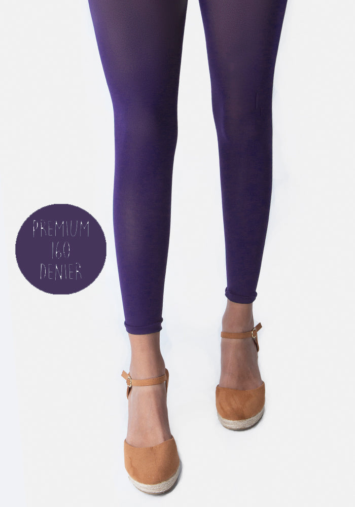 160 Denier Opaque Premium Footless Tights (Purple)