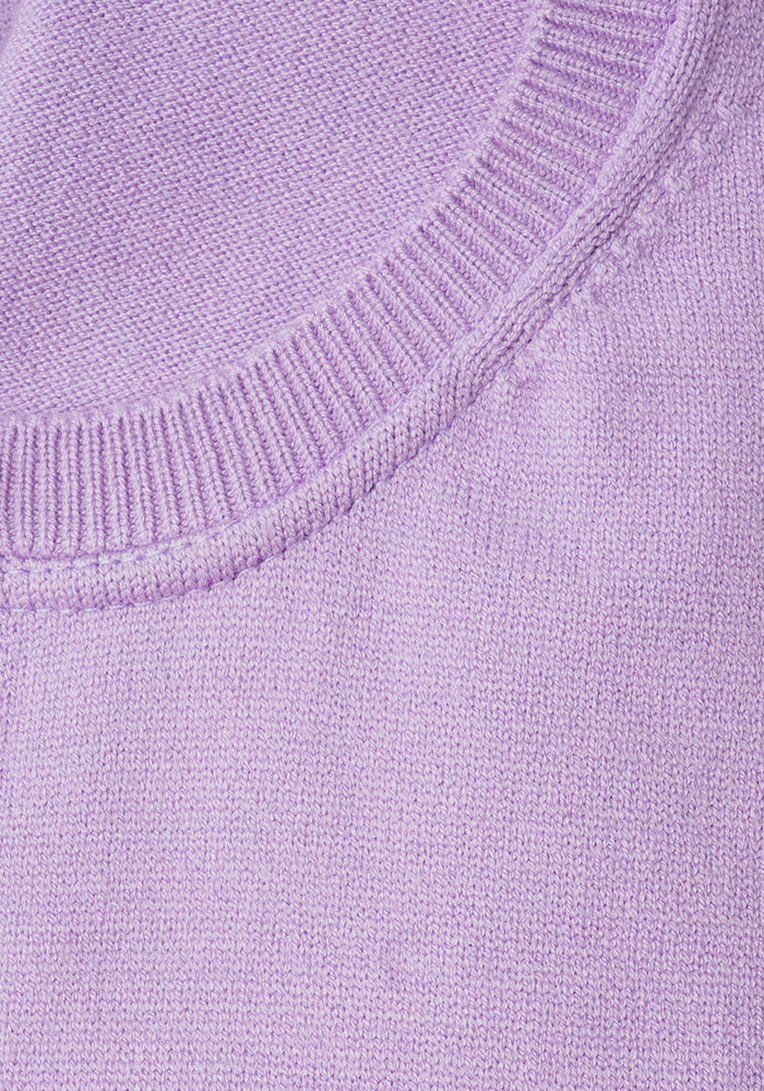 Second angle of Dark Lavender Fine Knit Scallop Cardigan