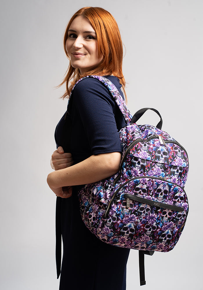 Front view of Skull Print Popsy Rucksack