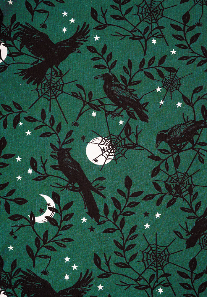 Noctura Teal Raven Print Dress