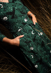 Noctura Teal Raven Print Dress