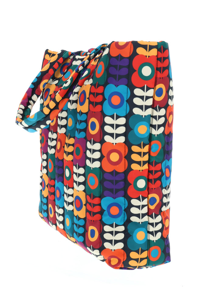 Retro Flower Quilted Large Tote Bag