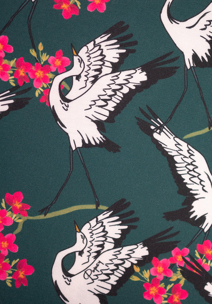 Second angle of Rivka Dancing Bird Print Trapeze Dress