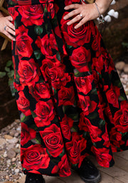 Rosine Red Rose Print Cotton Midaxi Dress