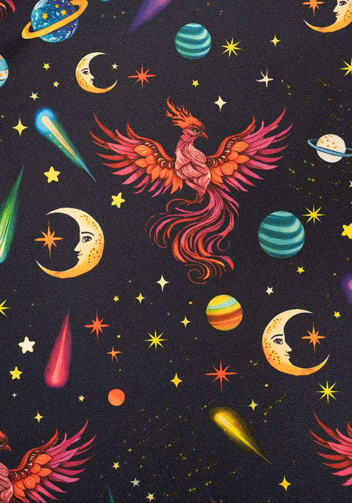 Second angle of Saphira Mystical Phoenix Print Midaxi Dress