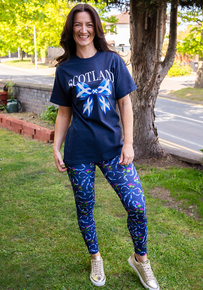 Fourth angle of Heath Scotland Navy Print Leggings
