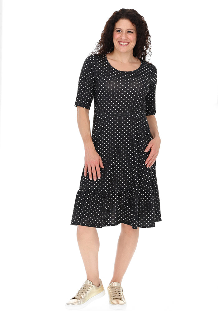Eda Black &amp; White Spot Print Cotton Dress
