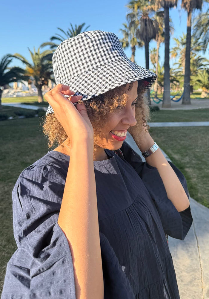 Second angle of Strawberry Print Reversible Bucket Hat