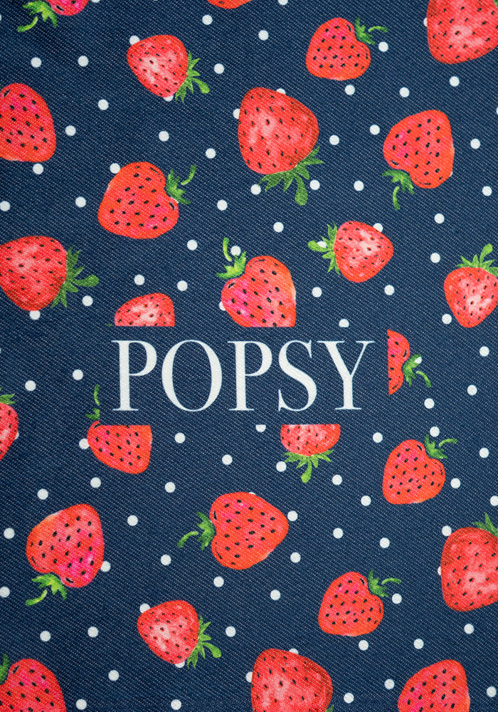 Navy Strawberries Print Tea Towel