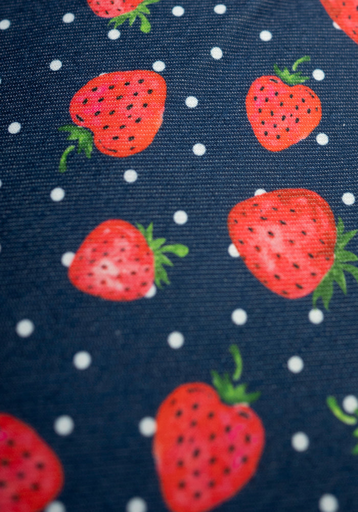Navy Strawberries Print Tea Towel
