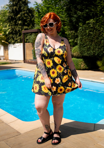 Popsy Sunflower Print Skirted Swimsuit