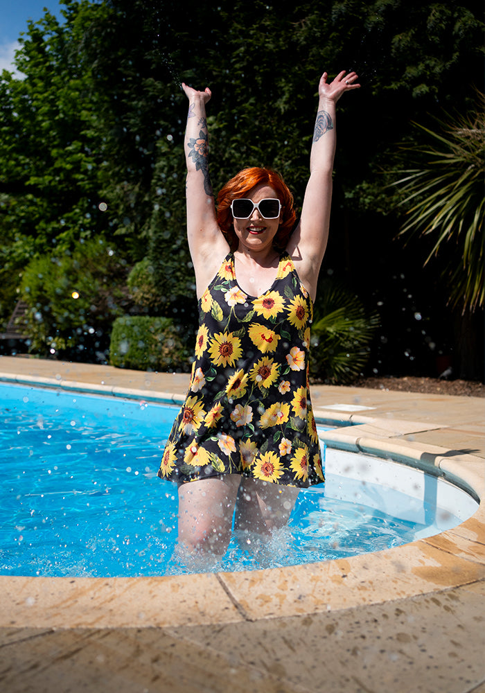 Fourth angle of Sunflower Print Skirted Swimsuit