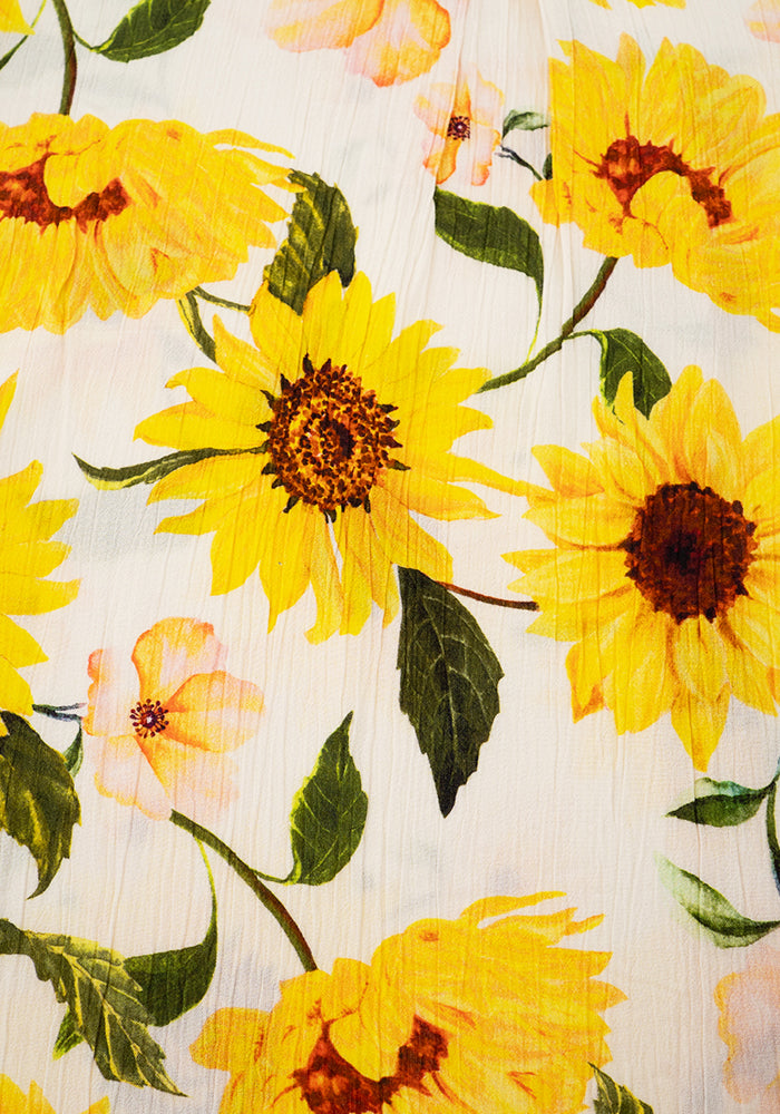Second angle of Lue White Sunflower Print Woven Shorts